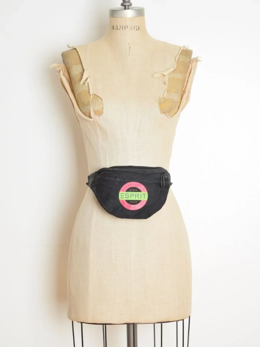 vintage 90s fanny pack black neon ESPRIT print belt purse festival bag